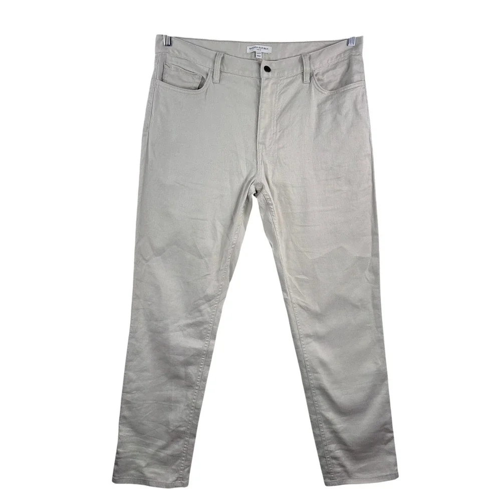 Banana Republic Slim Linen Traveler Pants Mens 36 Light tan‎ minimalist